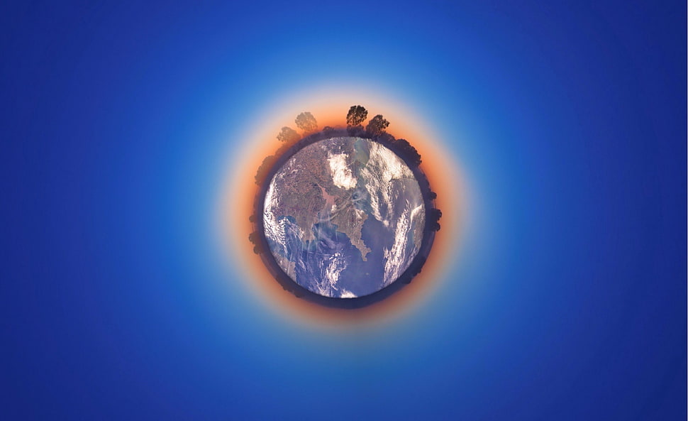 earth, Earth, panoramic sphere, blue background HD wallpaper