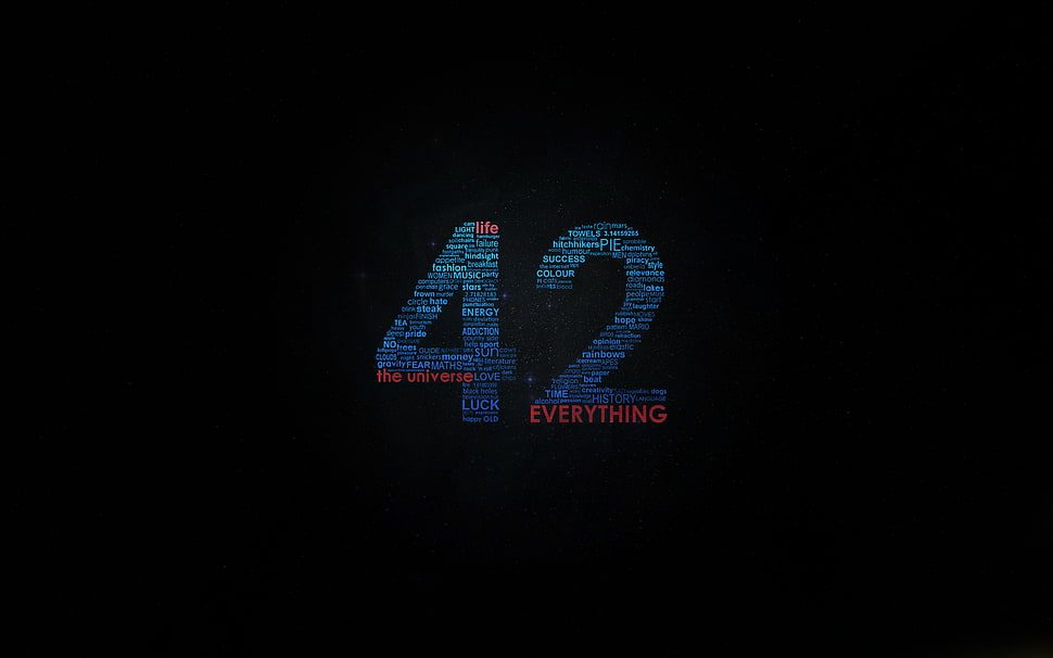 42 Everything poster, The Hitchhiker's Guide to the Galaxy, 42, universe, Douglas Adams HD wallpaper