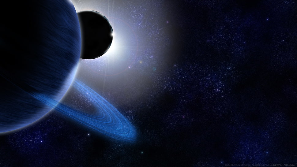 planets and galaxy wallpaper, space, planet, planetary rings, space art HD wallpaper
