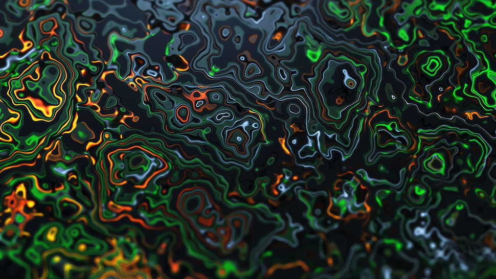 black, green, and orange digital wallpaper, abstract, colorful HD wallpaper