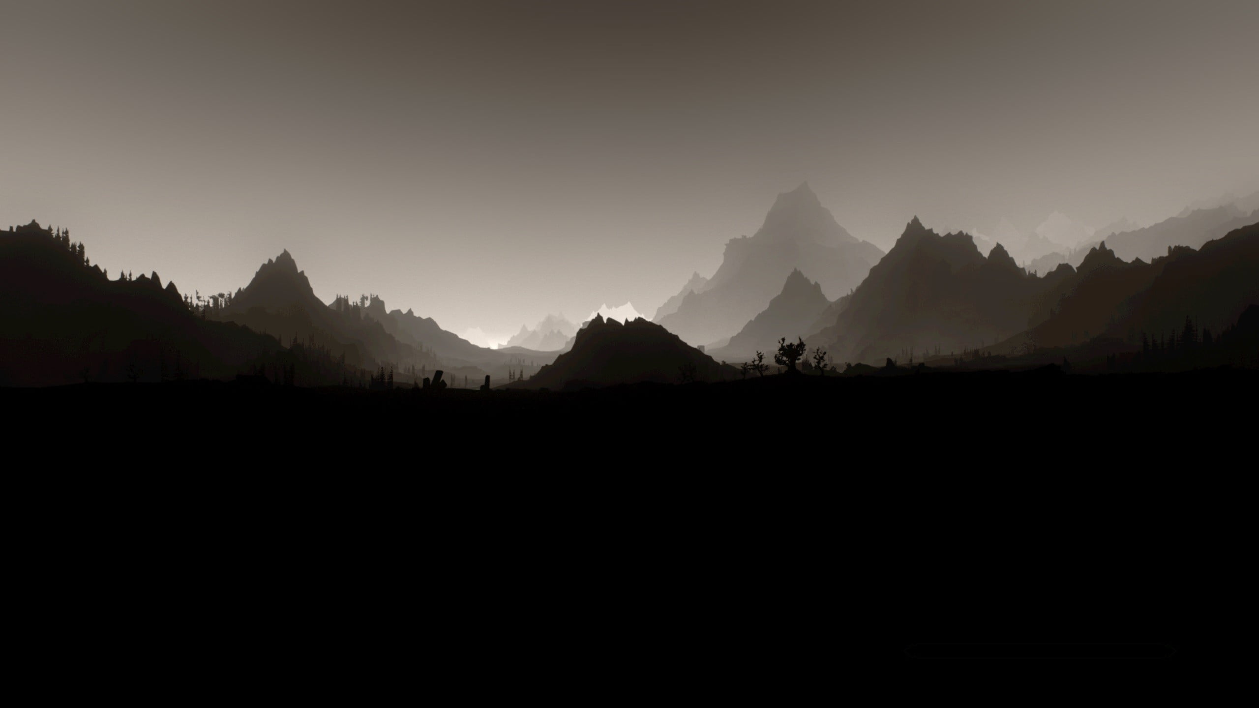 grayscale photography of mountains