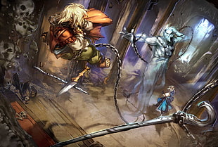 game concept art wallpaper, artwork, warrior, chains, spirits