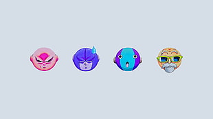 four character illustrations, Dragon Ball, Dragon Ball Super, Emoji, Muten Roshi