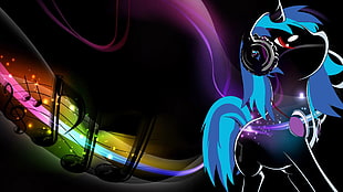 digital illustration of unicorn, house music, dubstep, techno, drum and bass