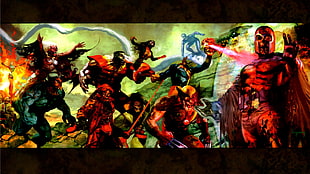 Marvel X-men painting, comics, X-Men, Wolverine, Magneto
