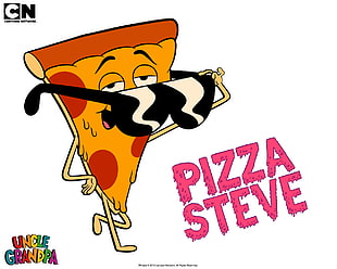 Pizza cartoon character illustration wearing sunglasses HD wallpaper