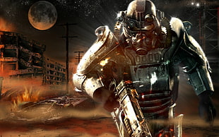 Halo wallpaper, Fallout, power armor, Moon, video games