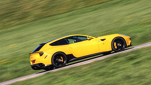 yellow coupe, Ferrari FF, Ferrari, car, vehicle