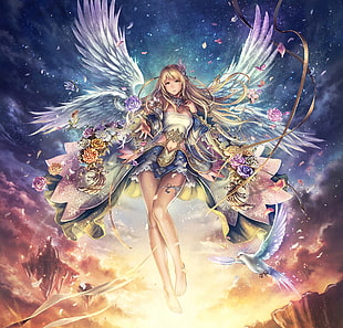 Angel character digital artwork, artwork, fantasy art, angel