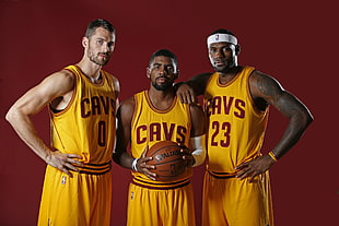 three Cleveland Cavaliers basketball players wallpaper HD wallpaper