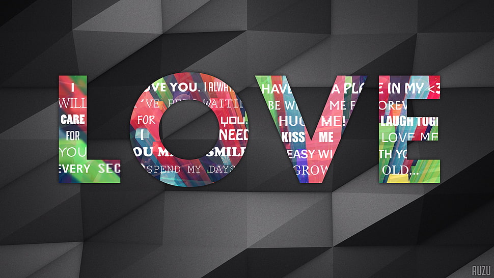 multicolored love text HD wallpaper