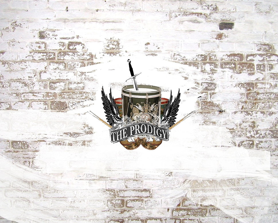 silver-colored diamond ring, The Prodigy, wall, bricks, drums HD wallpaper