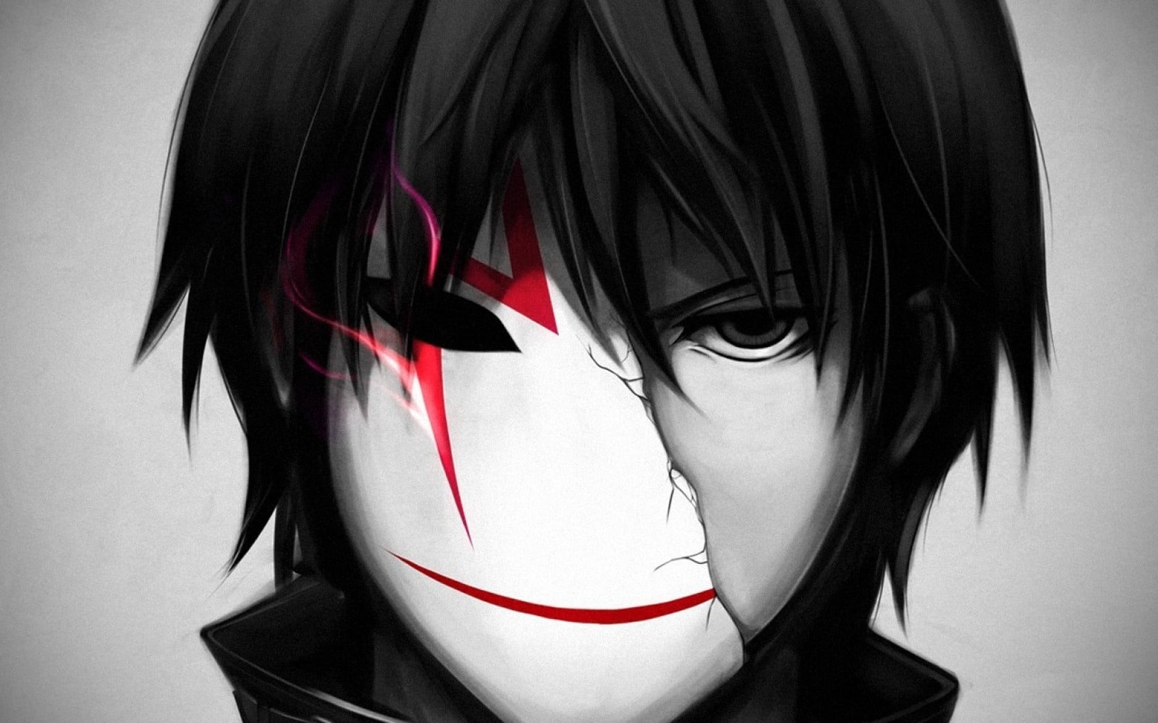 AI Image Generator Anime black haired boy with a black face mask