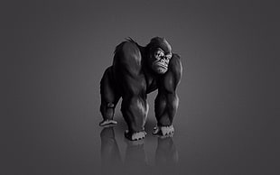 black gorilla graphic wallpaper, minimalism, artwork, simple background, gorillas
