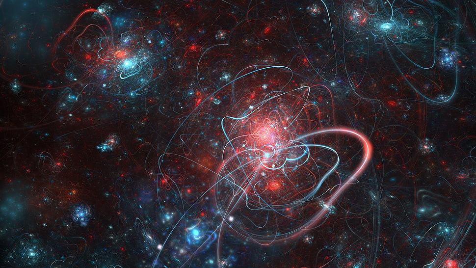 blue,red, and black galaxy HD wallpaper