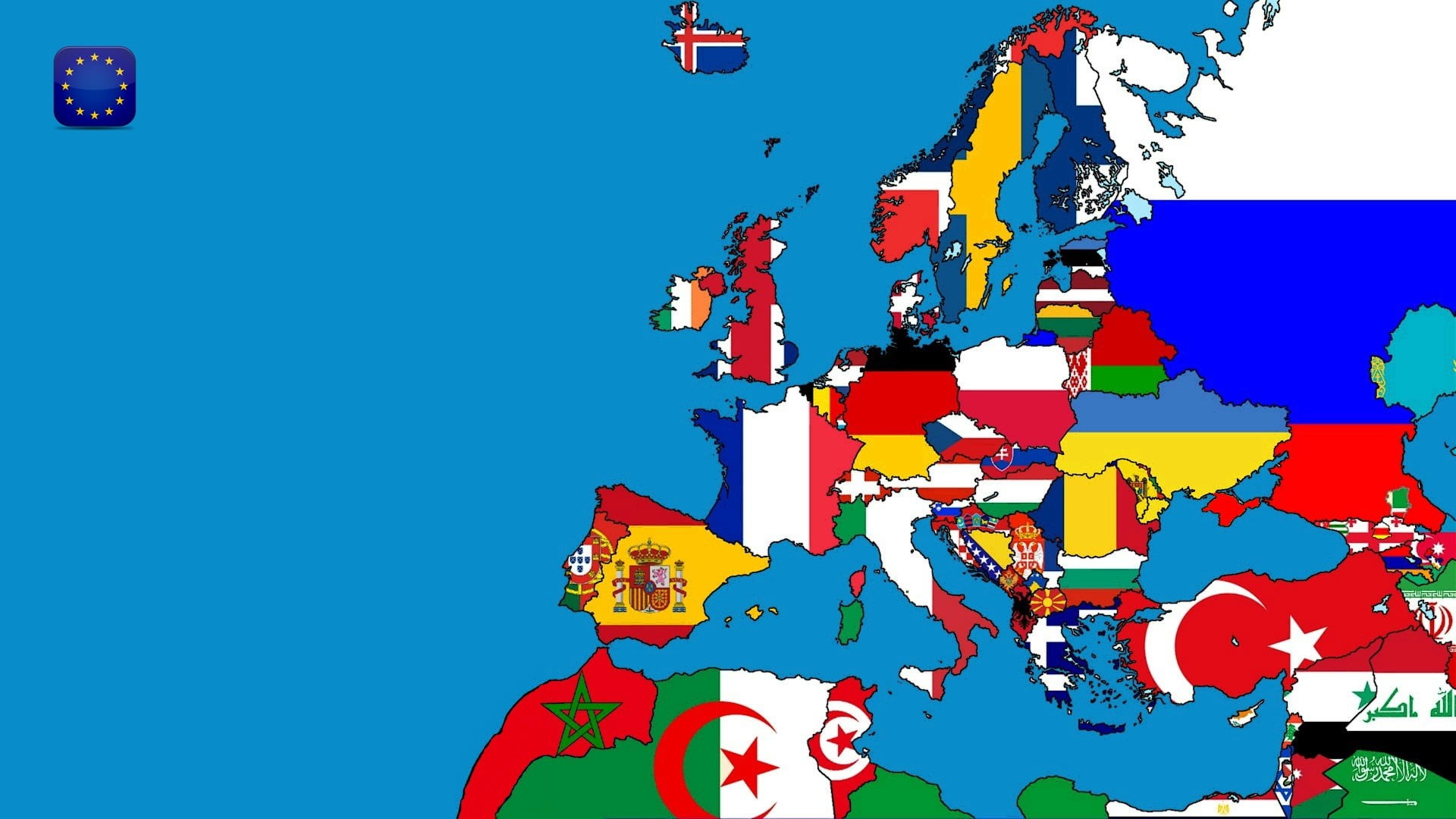 assorted flags on map illustration, map, Europe, countries, sea