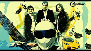 Top Gear illustration, Top Gear, The Stig, Jeremy Clarkson, James May