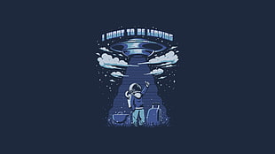 UFO and man illustration, The Hitchhiker's Guide to the Galaxy HD wallpaper