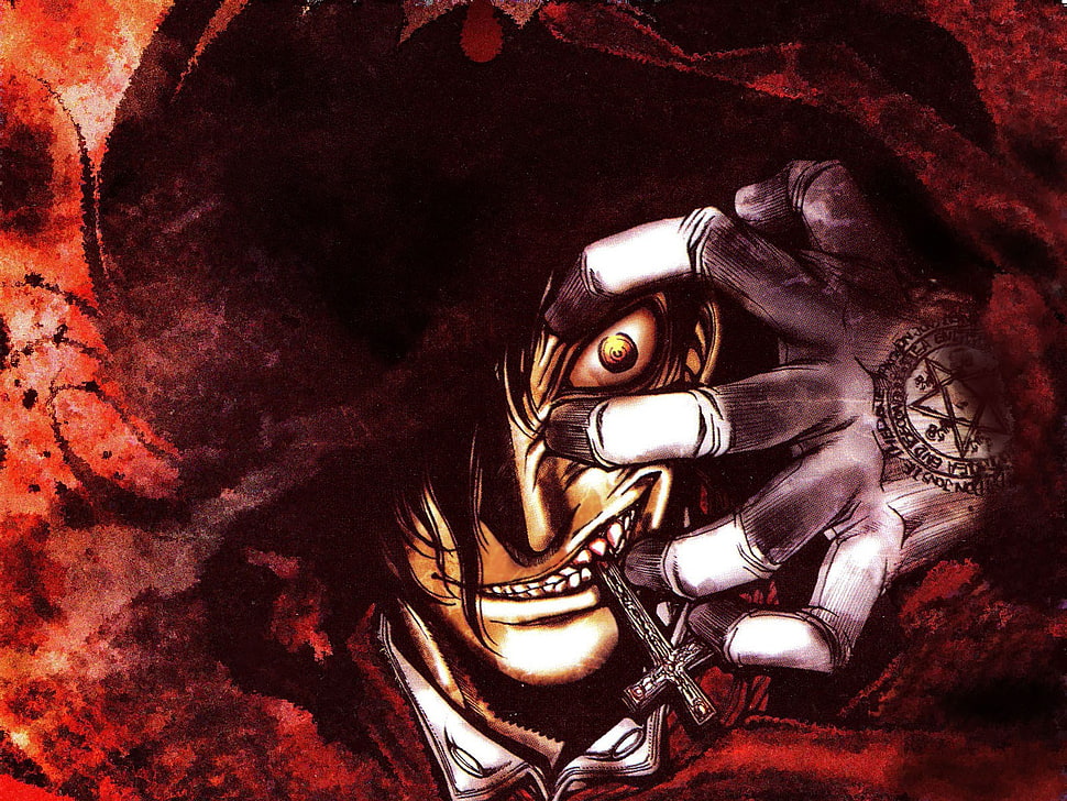 man with cross illustration, Alucard, Hellsing, anime HD wallpaper
