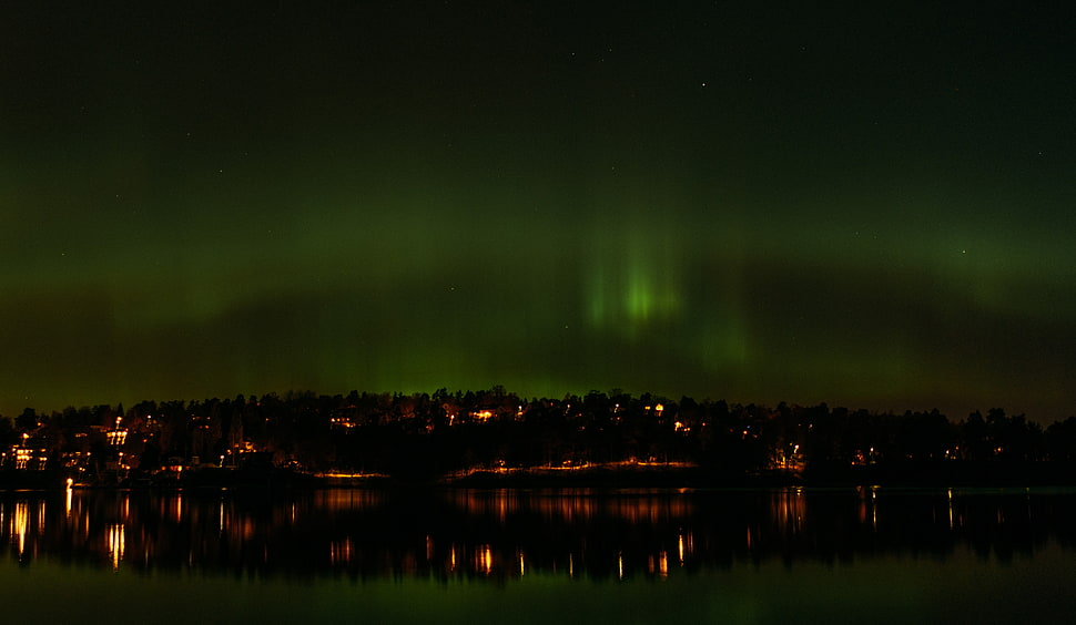 green northern, Stockholm, Sweden, Night HD wallpaper