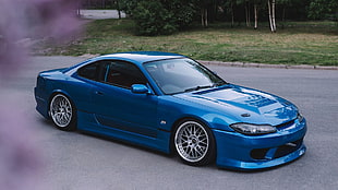 blue coupe, Nissan, Silvia S15, JDM, car
