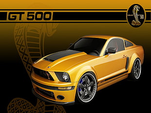 yellow Dodge GT 500 coupe, car, yellow cars, vehicle