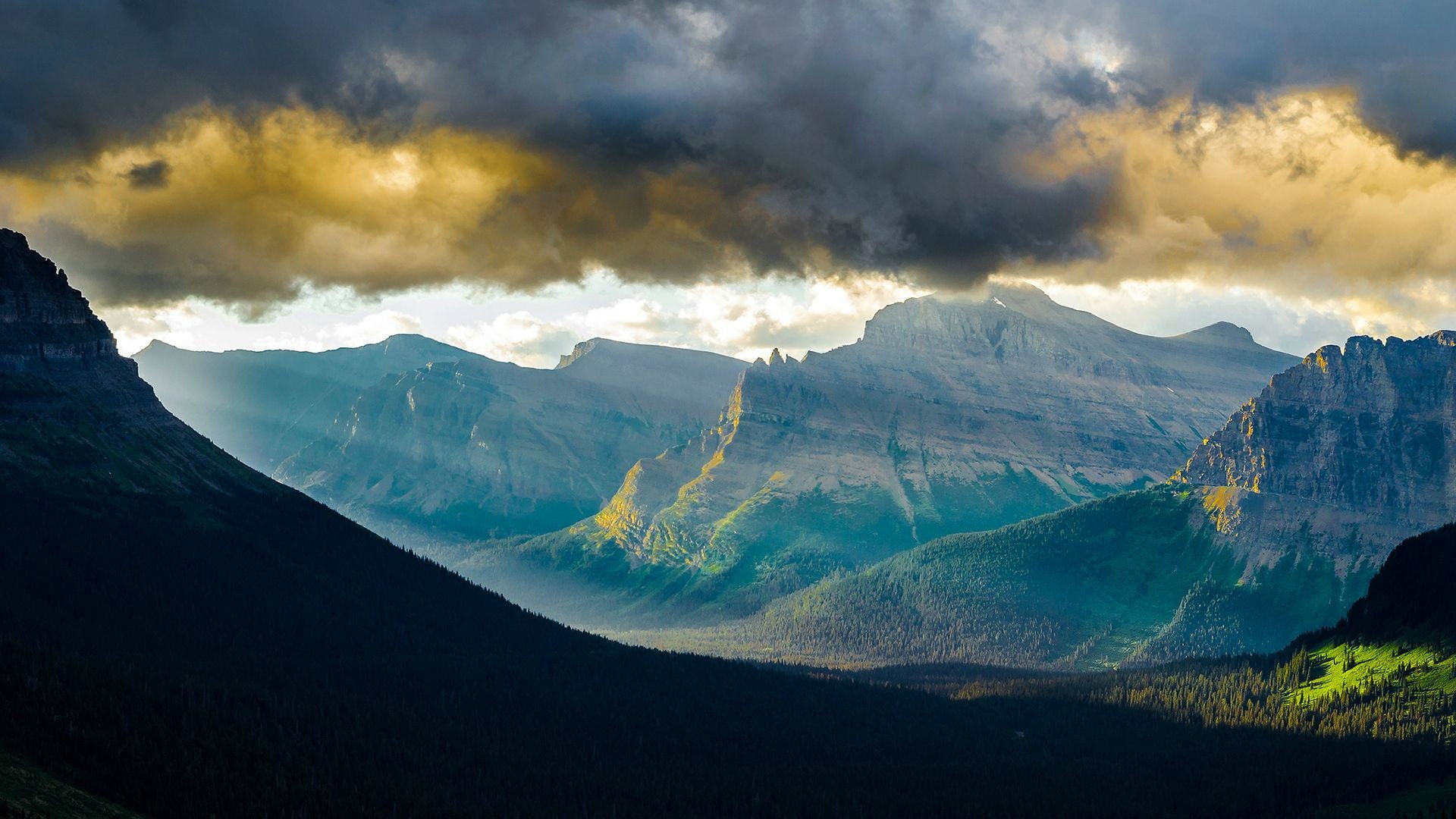 aerial photography of mountain at daytime, nature, mountains, sunlight, Glacier National Park