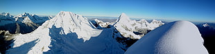 snowy mountain, landscape, mountains, snow, multiple display