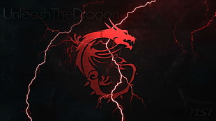 red dragon with lightning digital wallpaper, dragon, artwork, abstract