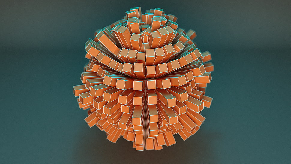 round brown rubber ball, Cinema 4D, render, abstract, digital art HD wallpaper