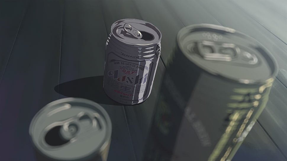 two green and one gray aluminum cans, 5 Centimeters Per Second HD wallpaper
