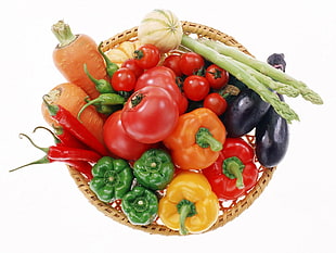 variety of vegetables in brown wicker basket HD wallpaper