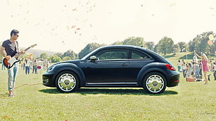 black coupe, car, Volkswagen, Fusca