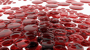 red and white digital wallpaper, glass, reflection, abstract