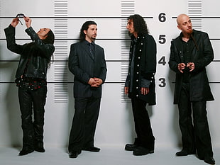 four men posing for photograph HD wallpaper