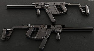 two black assault rifles HD wallpaper