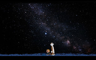 cartoon character digital wallpaper, Calvin and Hobbes