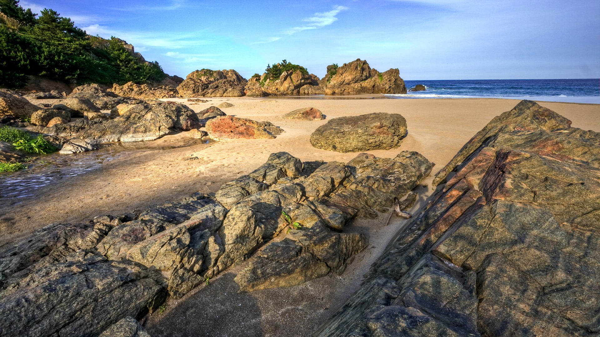 brown stones, nature, landscape, surfing, waves