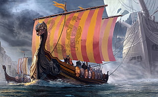 dragon boat graphic, Vikings HD wallpaper
