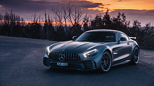black Mercedes-Benz coupe, Mercedes-AMG GT R, Sports car, 2018 HD wallpaper