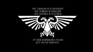two head bird logo, Warhammer 40,000, Imperial Aquila, artwork, text
