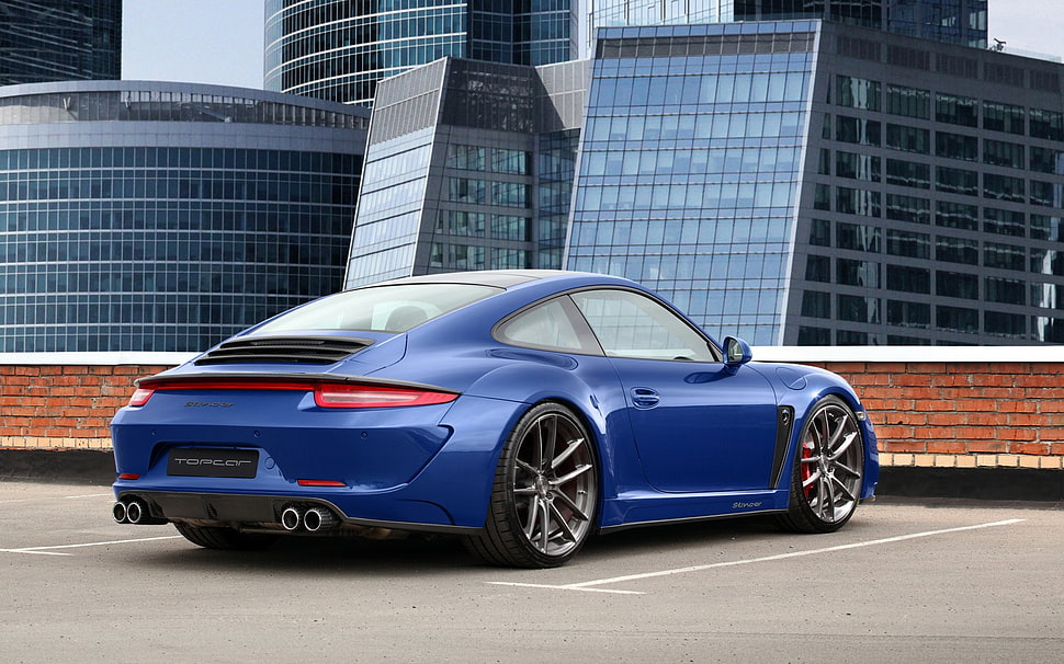 blue Porsche 911 Carrera coupe, TopCar, Porsche, Porsche 991 Carrera Stinger, blue cars HD wallpaper