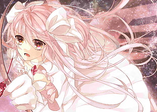 pink haired female anime character HD wallpaper