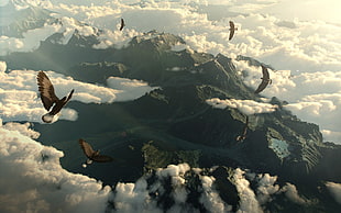 flock of birds, The Hobbit, movies HD wallpaper