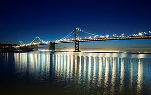 Oakland Bay Bridge, San Francisco California, San Francisco, Bay Bridge, bridge, lights HD wallpaper