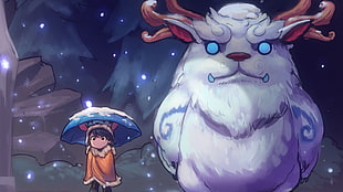 children in brown coat and pet illustration, League of Legends, Nunu