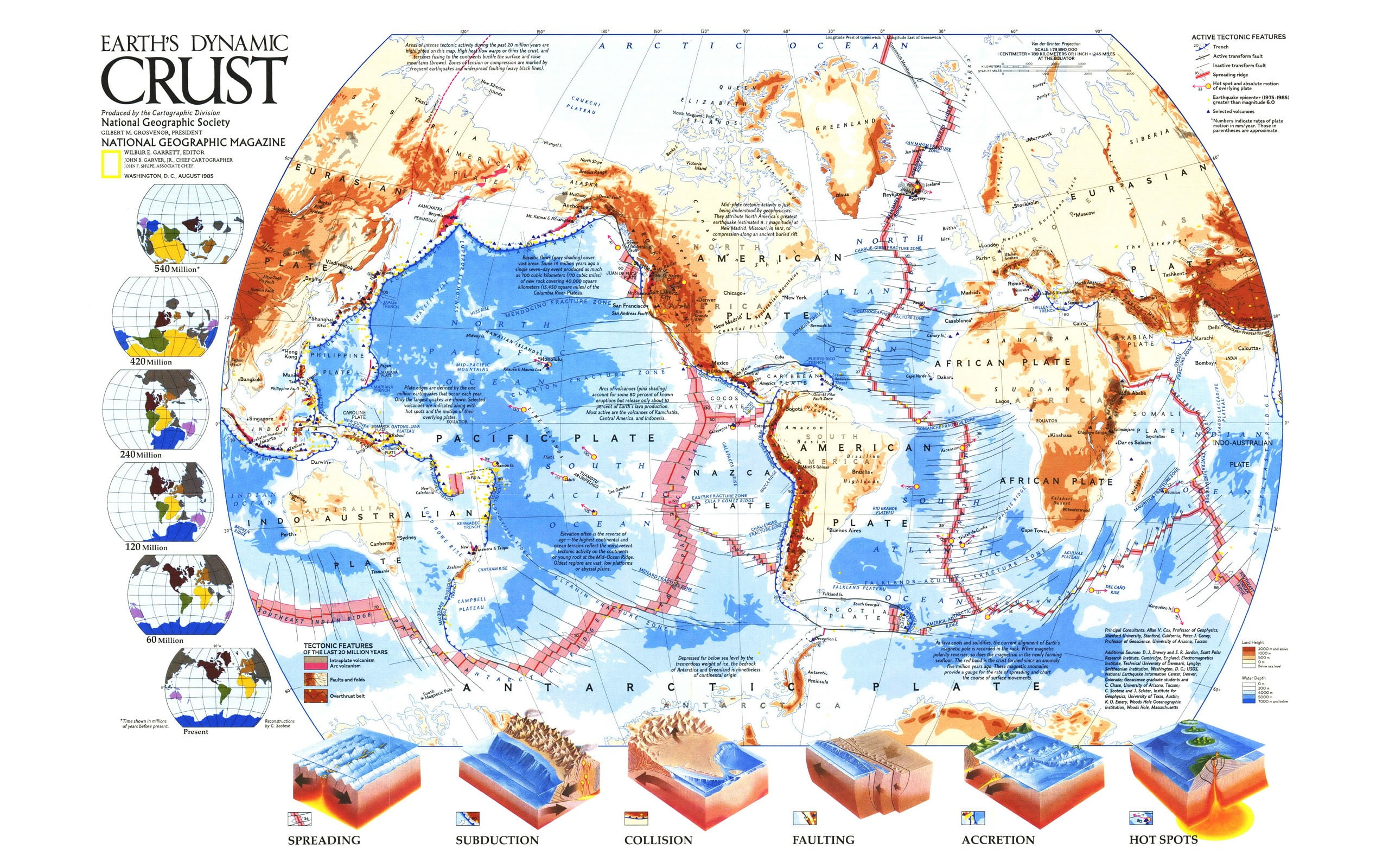 earth's dynamic crust illustration, Earth, diagrams, map, National Geographic