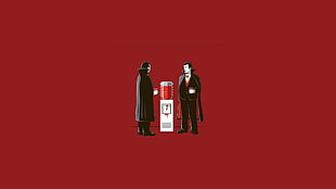 two vampires talking near water water dispenser full of blood illustration, humor, vampires