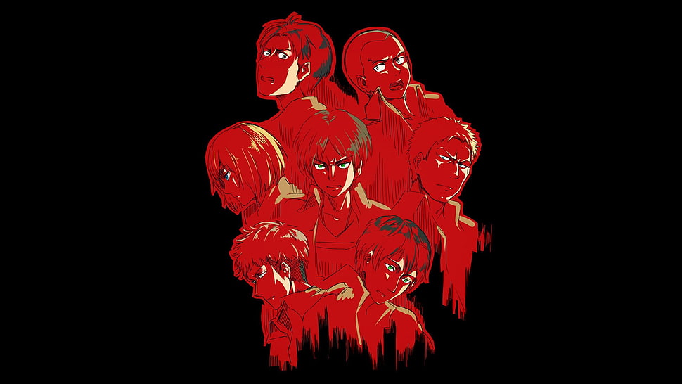 anime character illustration, Shingeki no Kyojin, Mikasa Ackerman, Eren Jeager, Levi Ackerman HD wallpaper