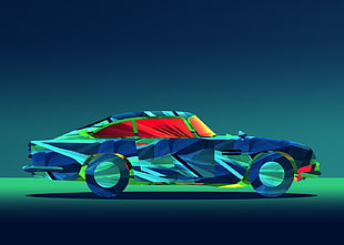 blue car 3D illustration